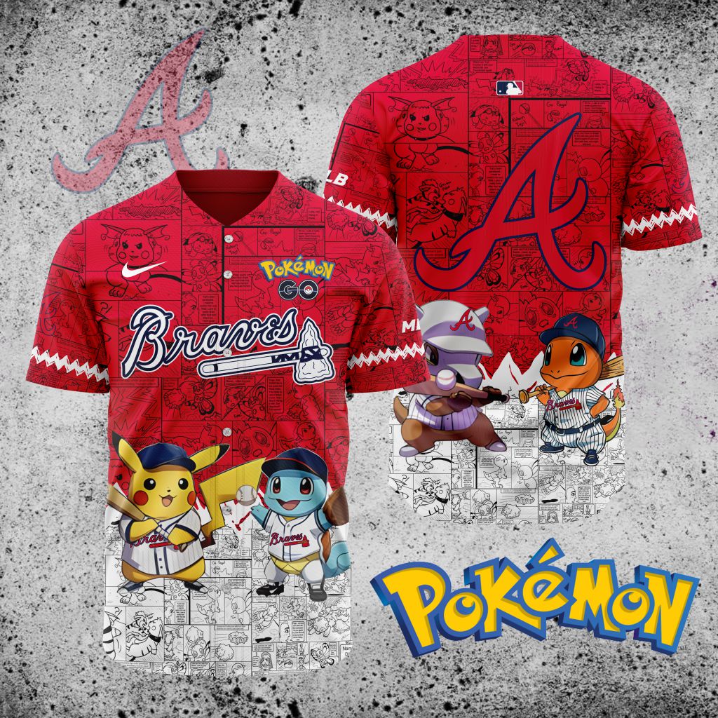 Premium Mlb Atlanta Braves X Pokemon Custom Baseball Jersey