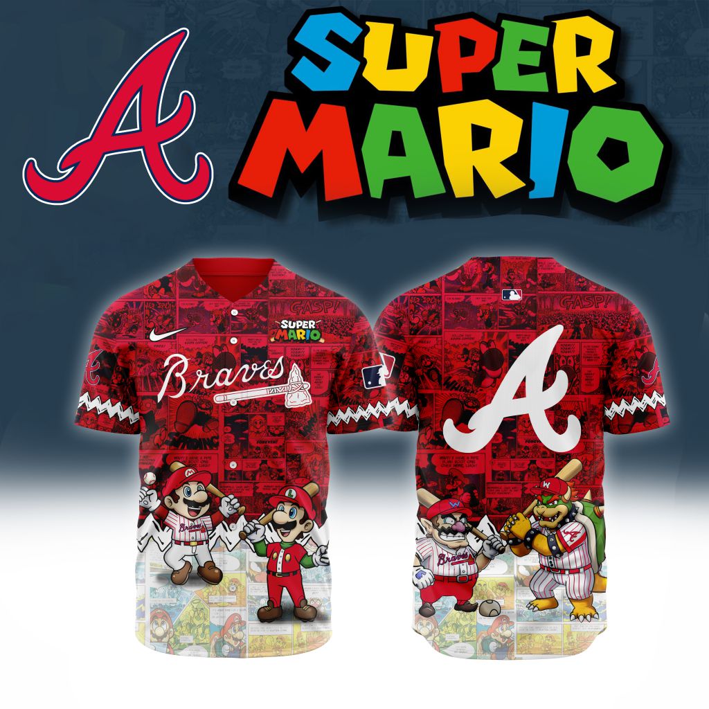 Premium Mlb Atlanta Braves X Super Mario Custom Baseball Jersey