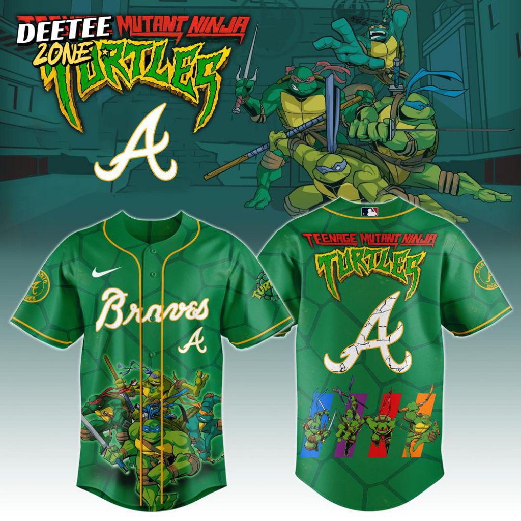 Premium Mlb Atlanta Braves X Teenage Mutant Ninja Turtles Custom Baseball Jersey