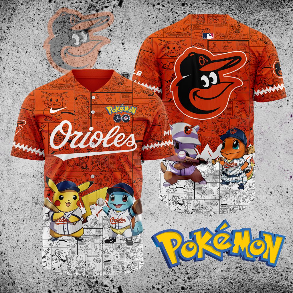 Premium Mlb Baltimore Orioles X Pokemon Custom Baseball Jersey