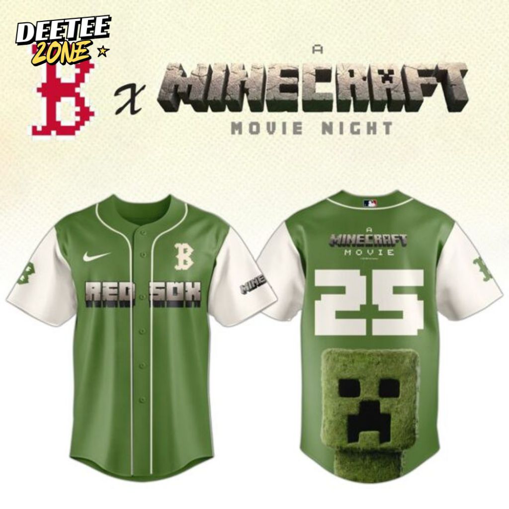 Premium Mlb Boston Red Sox X A Minecraft Movie Custom Baseball Jersey