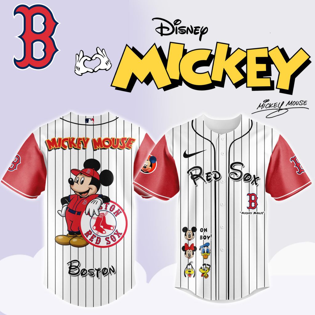 Premium Mlb Boston Red Sox X Mickey Mouse And Friends Custom Baseball Jersey