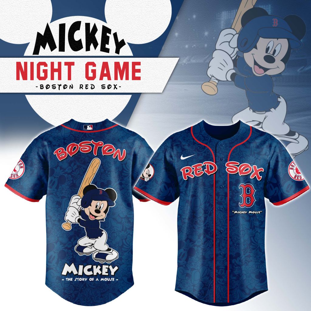 Premium Mlb Boston Red Sox X Mickey Mouse Custom Baseball Jersey