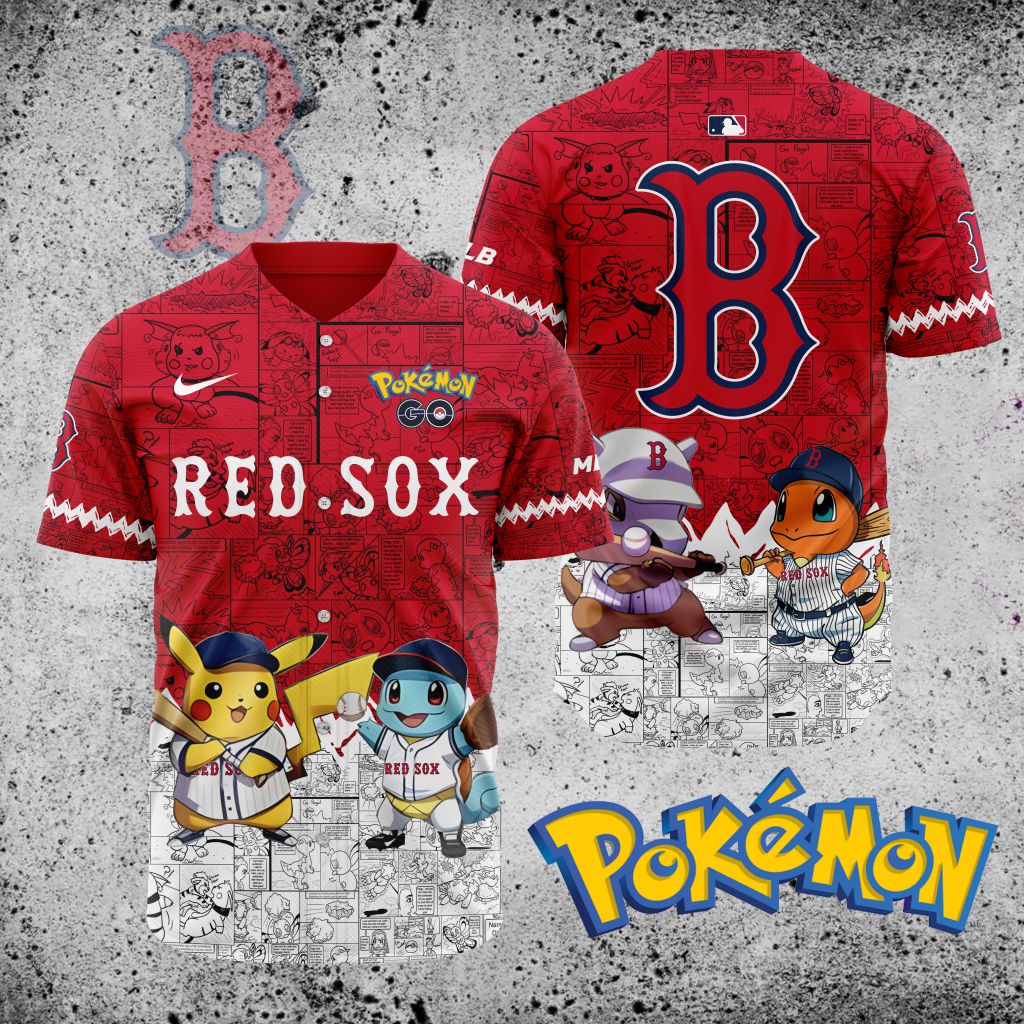 Premium Mlb Boston Red Sox X Pokemon Custom Baseball Jersey