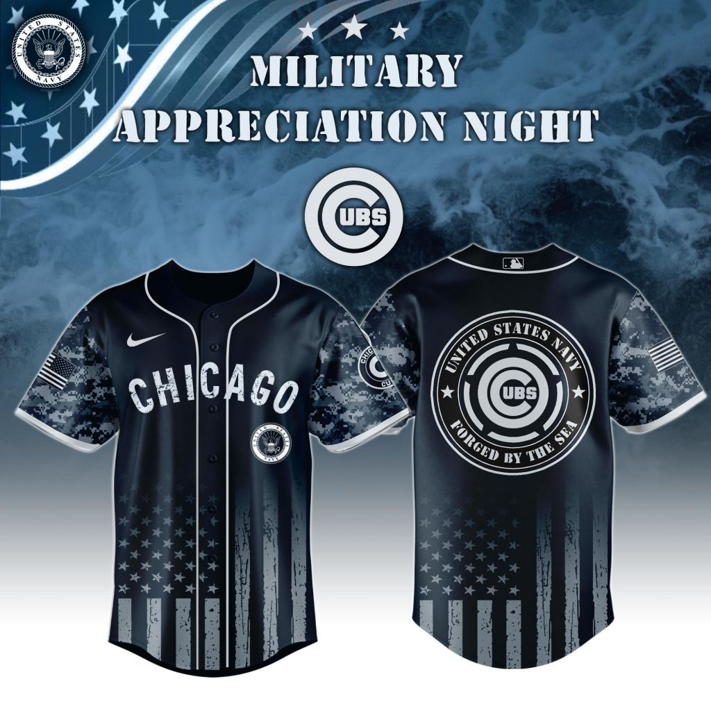 Premium Mlb Chicago Cubs Navy Military Appreciation Custom Baseball Jersey