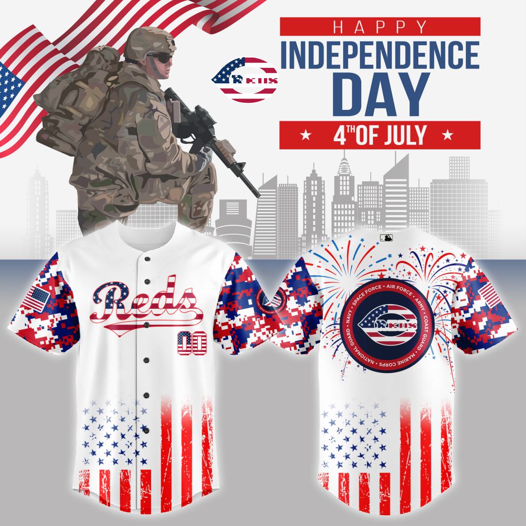 Premium Mlb Cincinnati Reds Special The 4th Of July Military Custom Baseball Jersey
