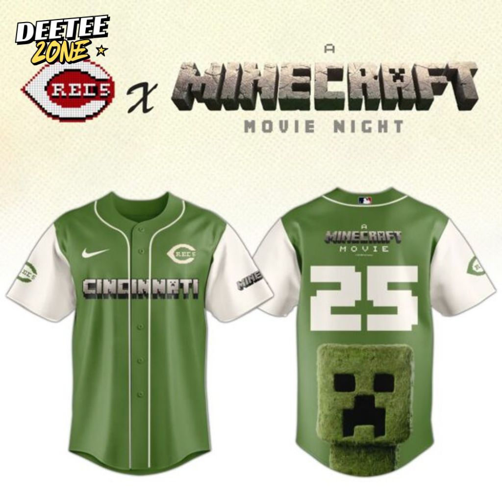 Premium Mlb Cincinnati Reds X A Minecraft Movie Custom Baseball Jersey