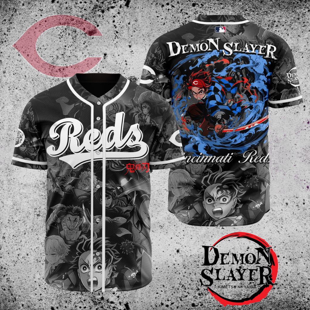 Premium Mlb Cincinnati Reds X Demon Slayer Custom Baseball Jersey