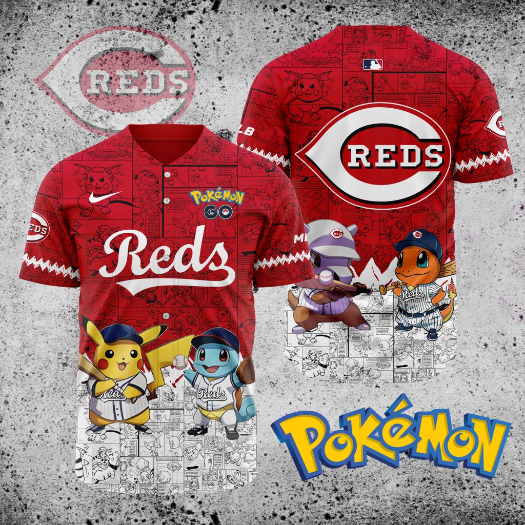 Premium Mlb Cincinnati Reds X Pokemon Custom Baseball Jersey