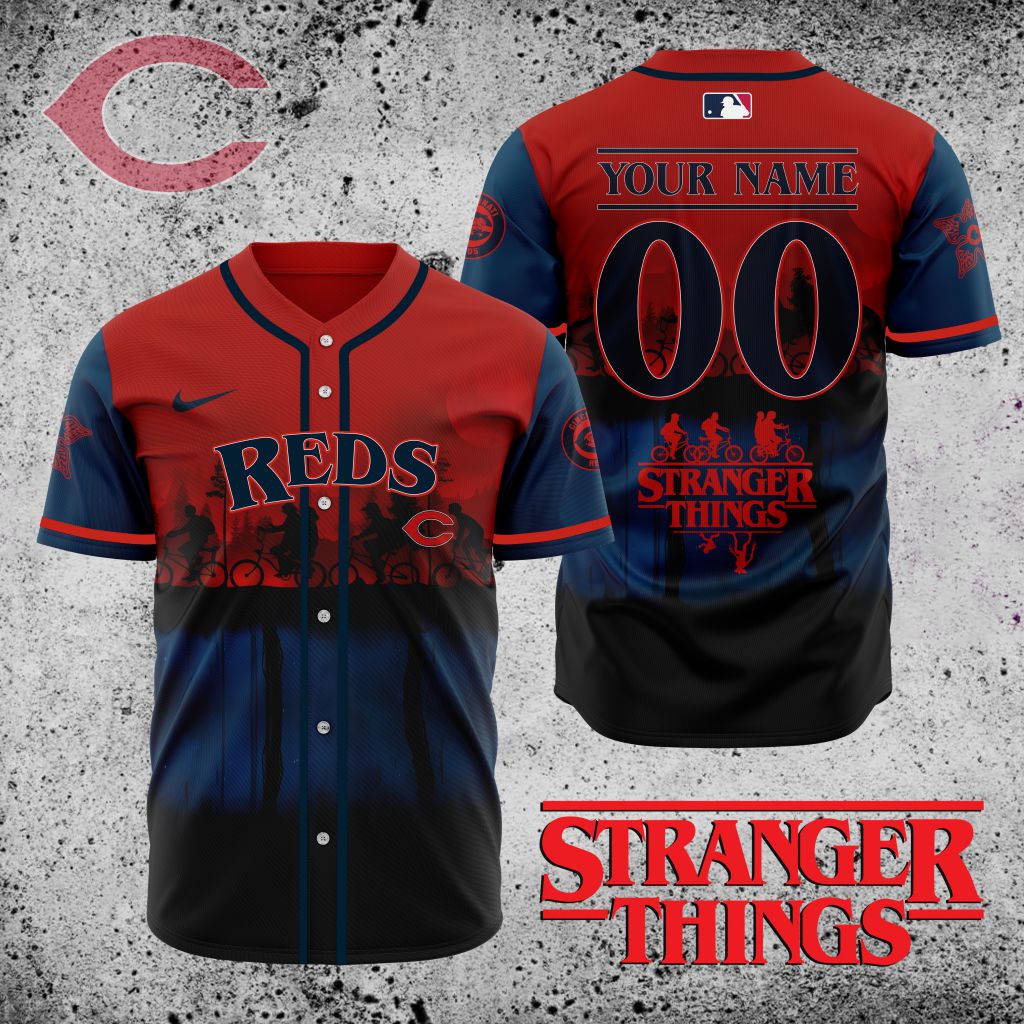 Premium Mlb Cincinnati Reds X Stranger Things Custom Baseball Jersey