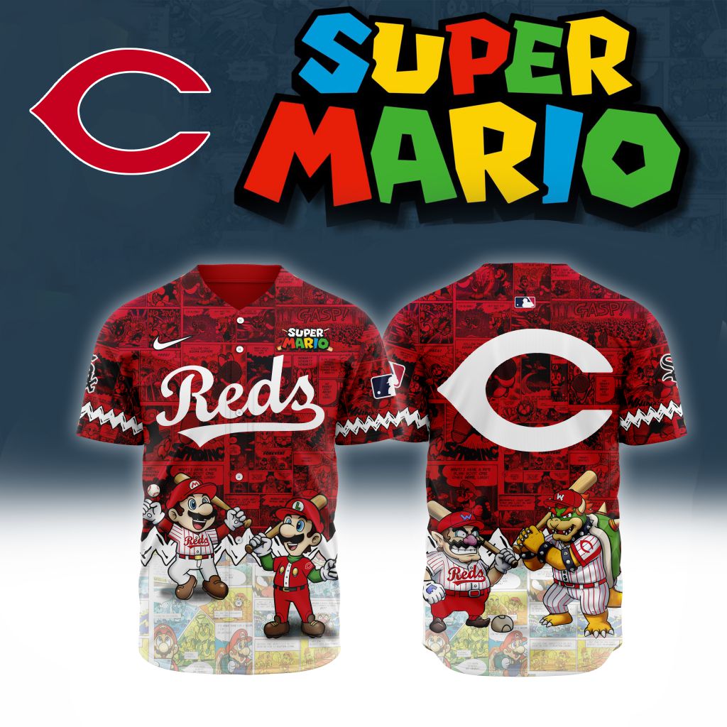 Premium Mlb Cincinnati Reds X Super Mario Custom Baseball Jersey