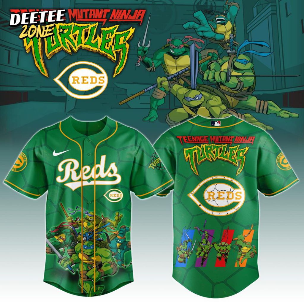 Premium Mlb Cincinnati Reds X Teenage Mutant Ninja Turtles Custom Baseball Jersey