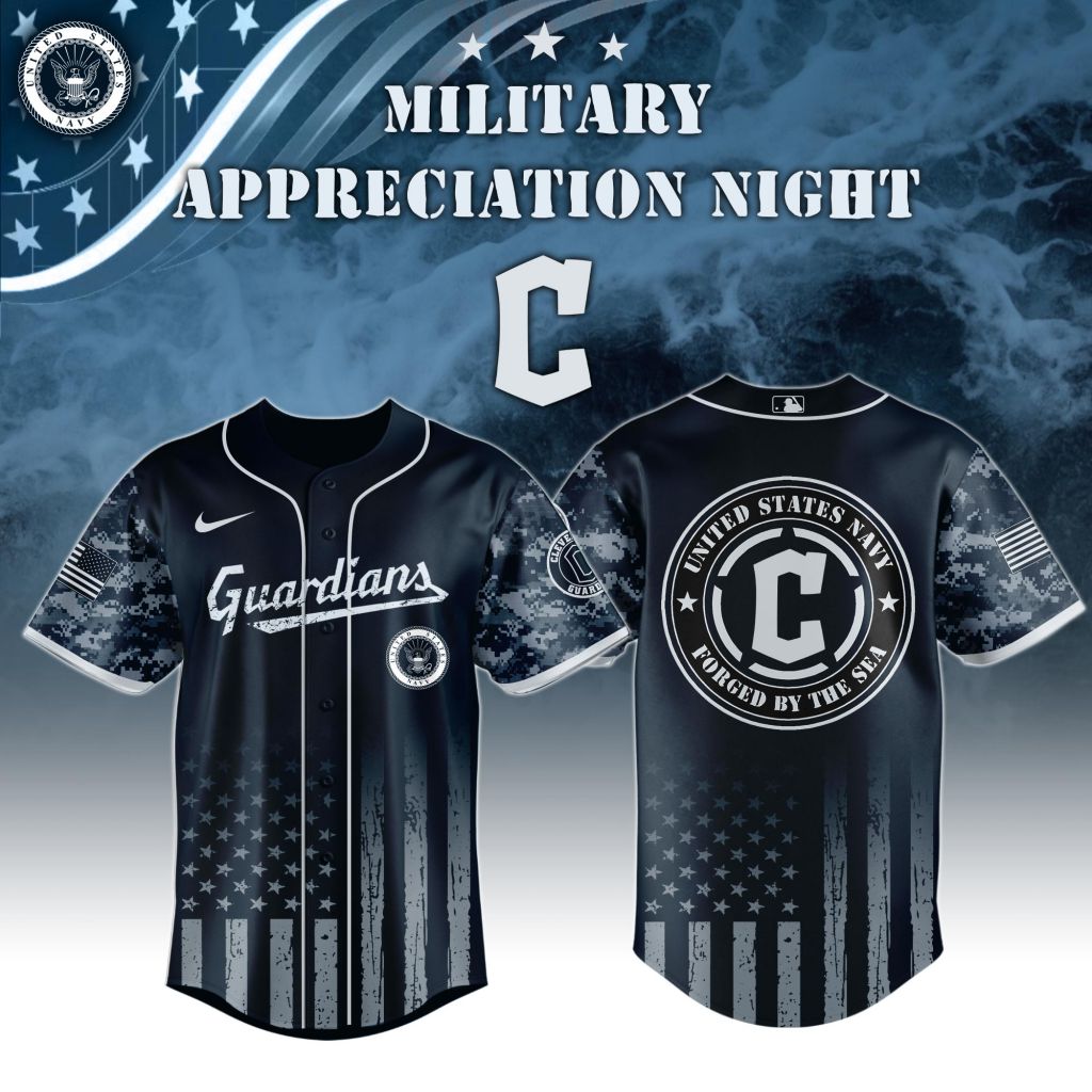 Premium Mlb Cleveland Guardians Navy Military Appreciation Custom Baseball Jersey