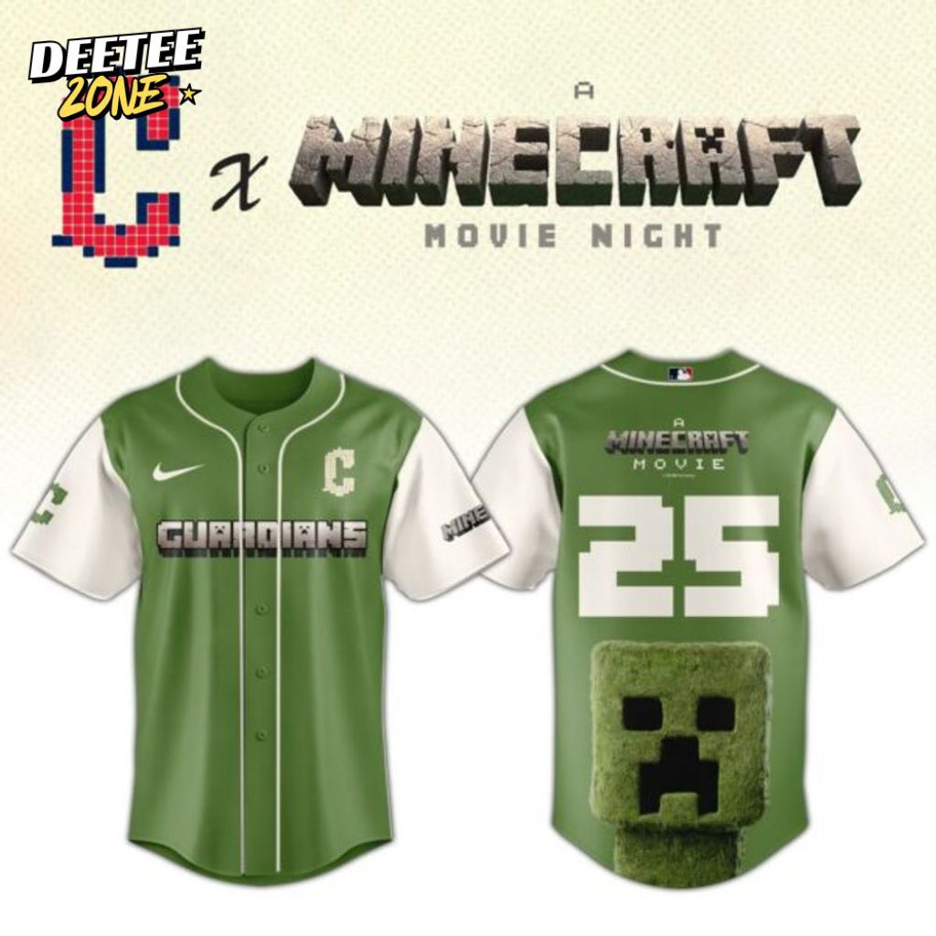 Premium Mlb Cleveland Guardians X A Minecraft Movie Custom Baseball Jersey