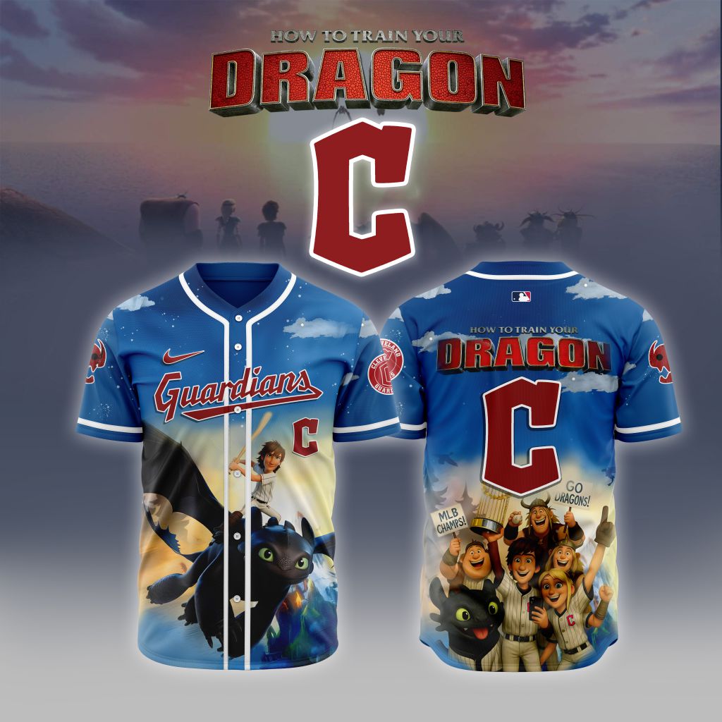 Premium Mlb Cleveland Guardians X How To Train Your Dragon Custom Baseball Jersey