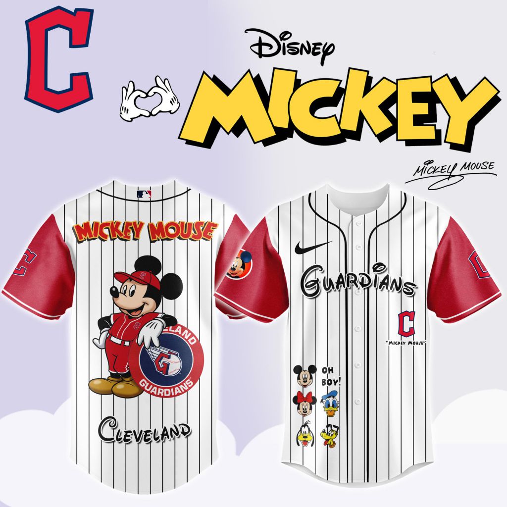 Premium Mlb Cleveland Guardians X Mickey Mouse And Friends Custom Baseball Jersey