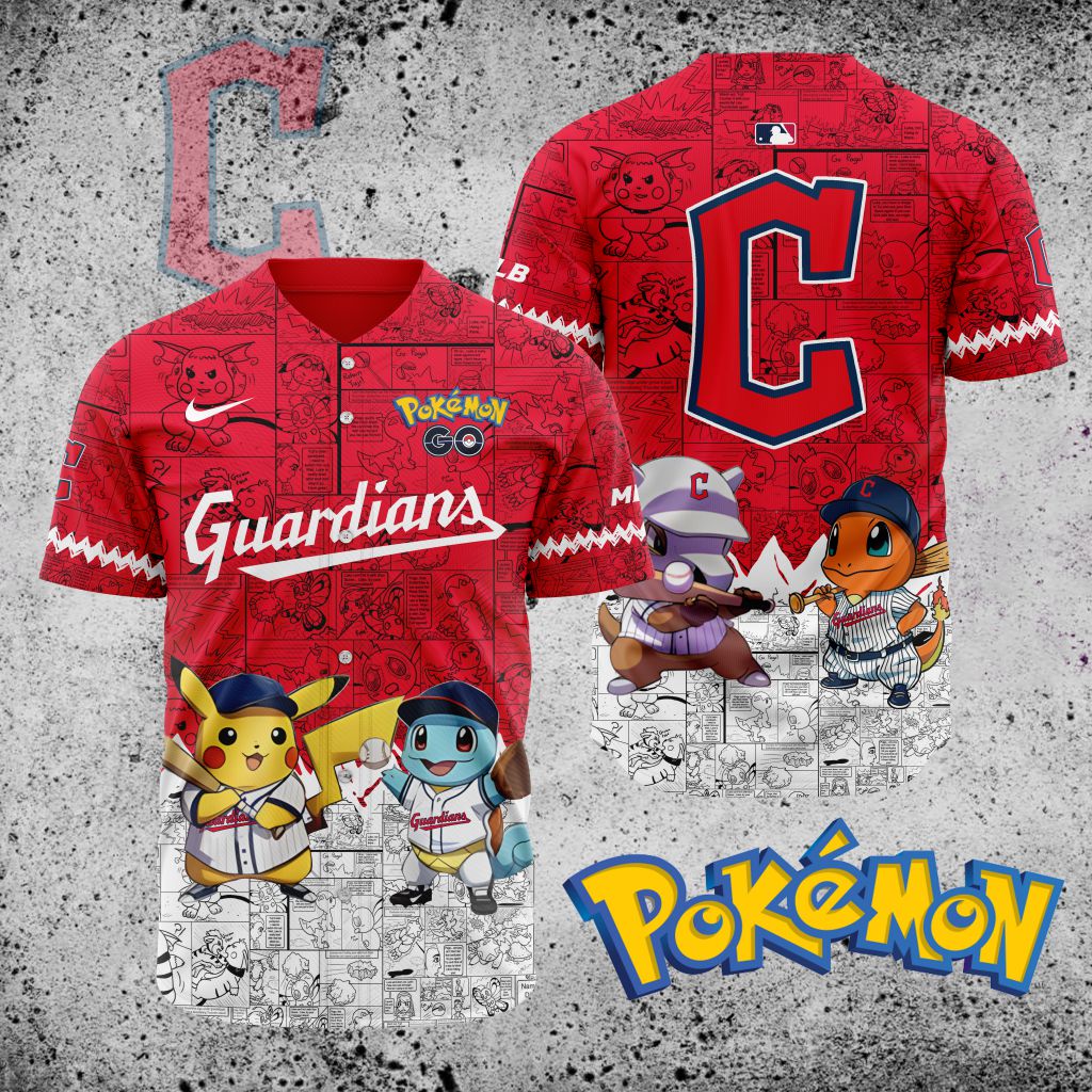 Premium Mlb Cleveland Guardians X Pokemon Custom Baseball Jersey