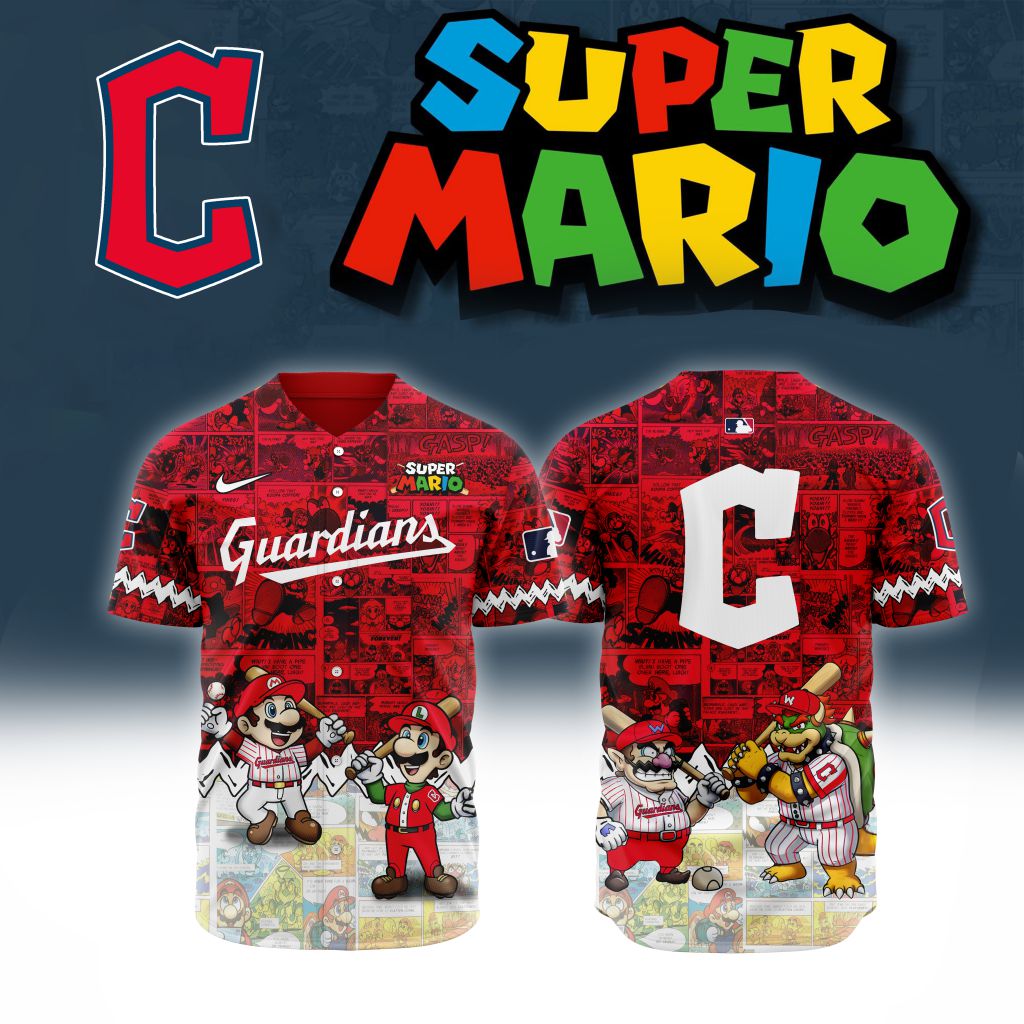 Premium Mlb Cleveland Guardians X Super Mario Custom Baseball Jersey