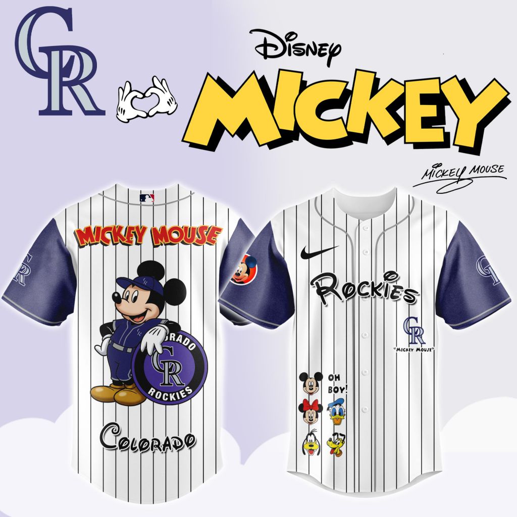 Premium Mlb Colorado Rockies X Mickey Mouse And Friends Custom Baseball Jersey