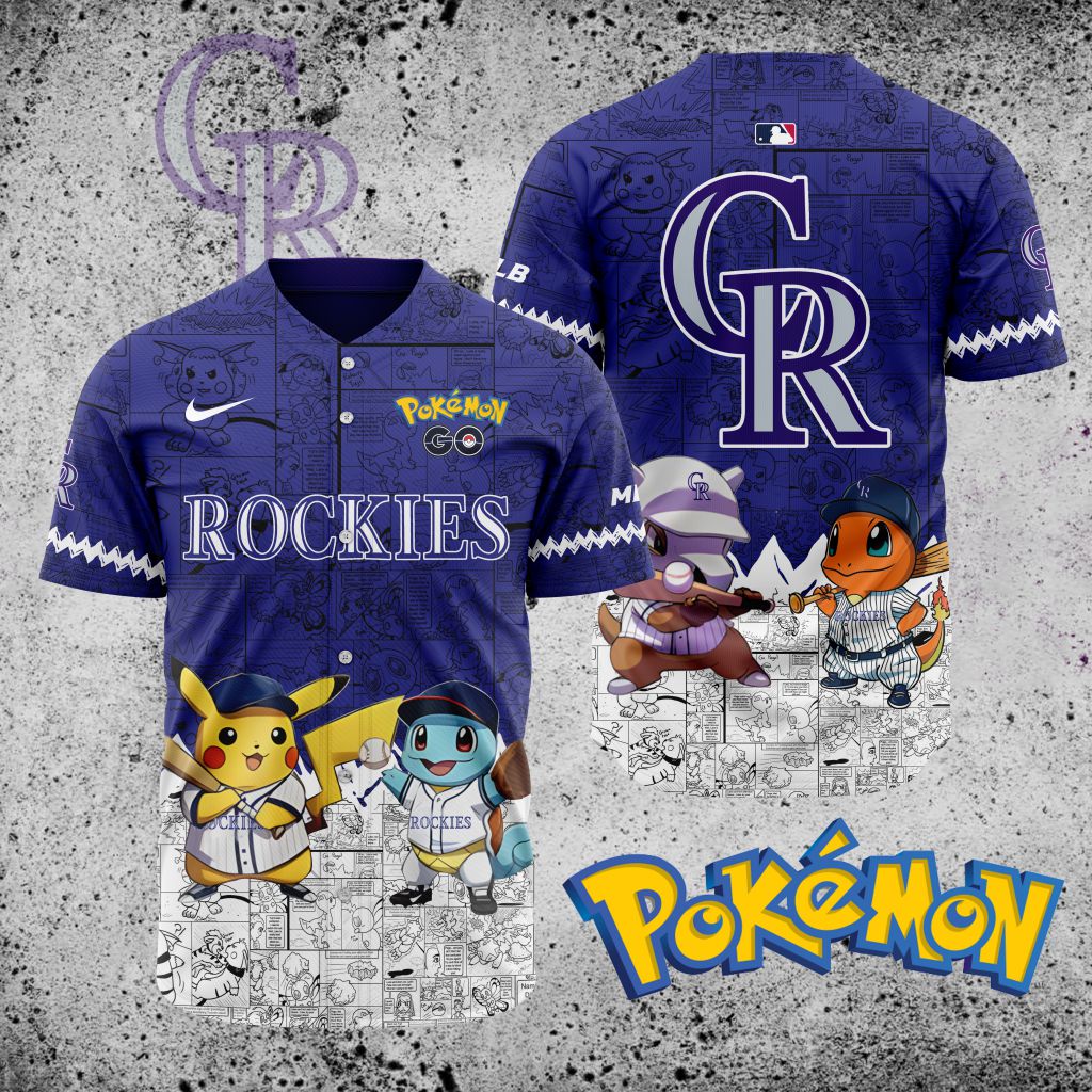 Premium Mlb Colorado Rockies X Pokemon Custom Baseball Jersey