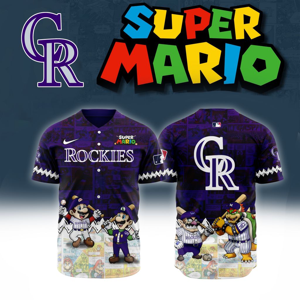 Premium Mlb Colorado Rockies X Super Mario Custom Baseball Jersey