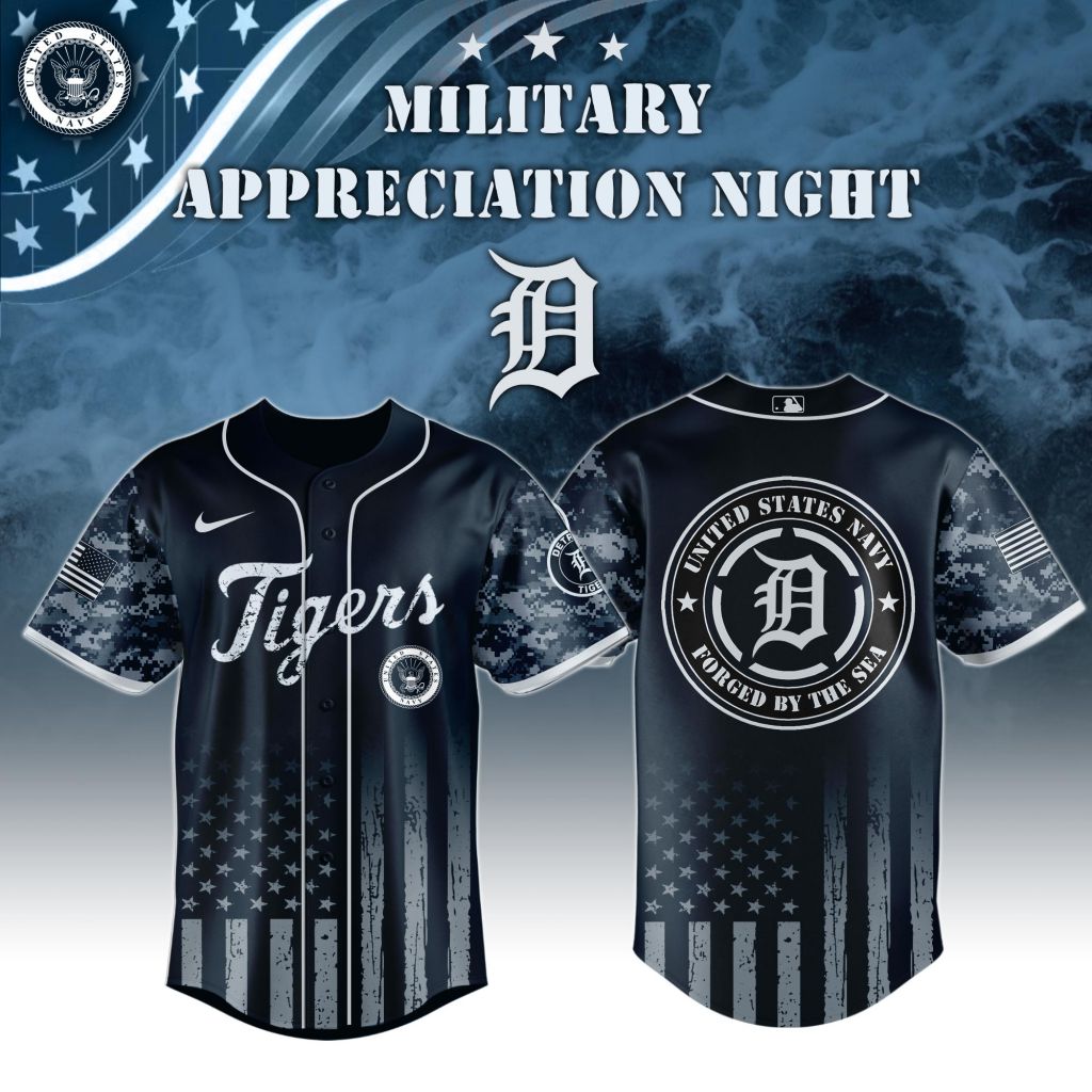 Premium Mlb Detroit Tigers Navy Military Appreciation Custom Baseball Jersey