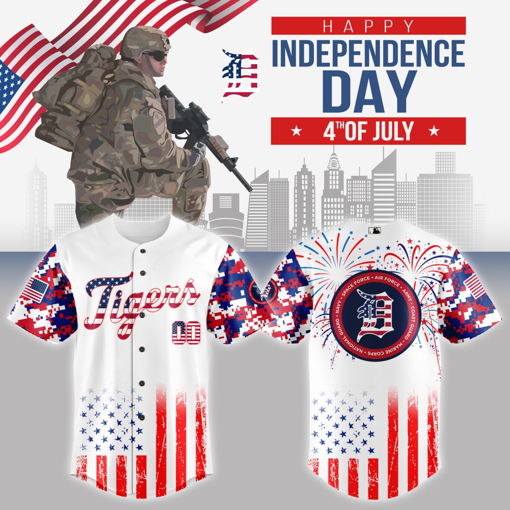 Premium Mlb Detroit Tigers Special The 4th Of July Military Custom Baseball Jersey
