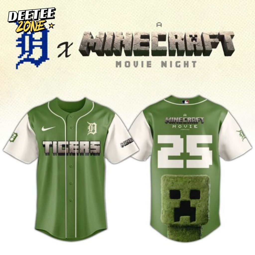 Premium Mlb Detroit Tigers X A Minecraft Movie Custom Baseball Jersey