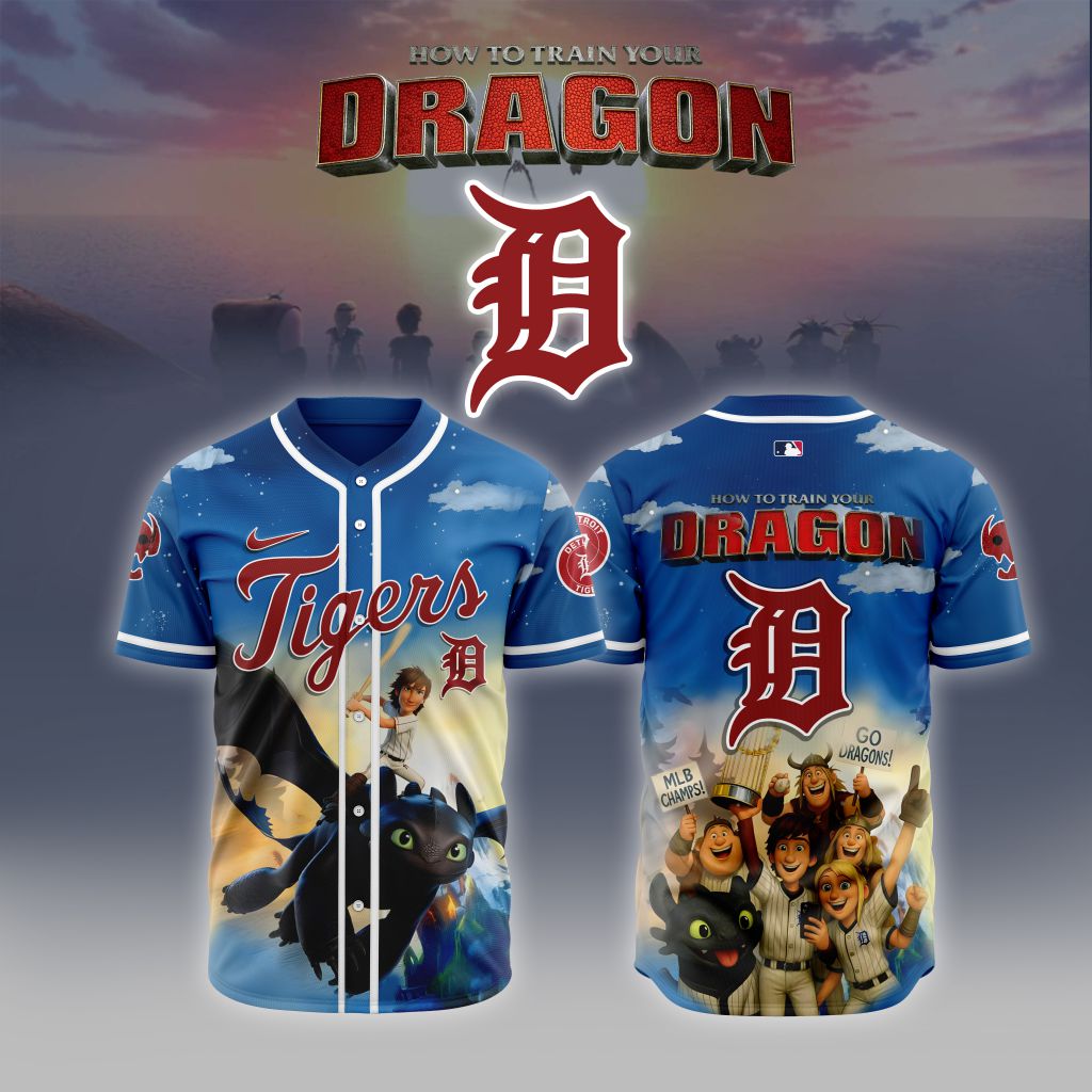 Premium Mlb Detroit Tigers X How To Train Your Dragon Custom Baseball Jersey