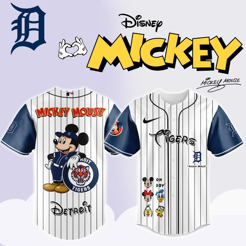 Premium Mlb Detroit Tigers X Mickey Mouse And Friends Custom Baseball Jersey