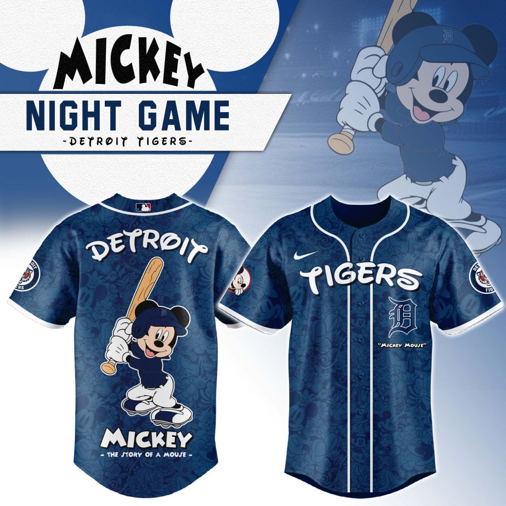 Premium Mlb Detroit Tigers X Mickey Mouse Custom Baseball Jersey