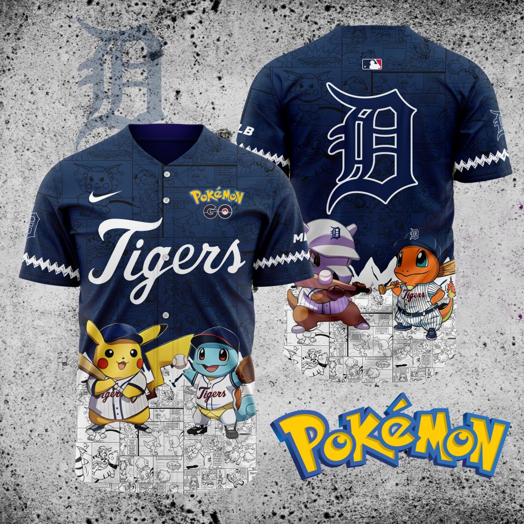 Premium Mlb Detroit Tigers X Pokemon Custom Baseball Jersey