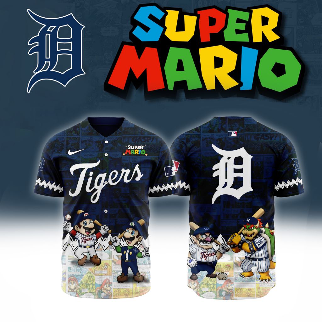 Premium Mlb Detroit Tigers X Super Mario Custom Baseball Jersey