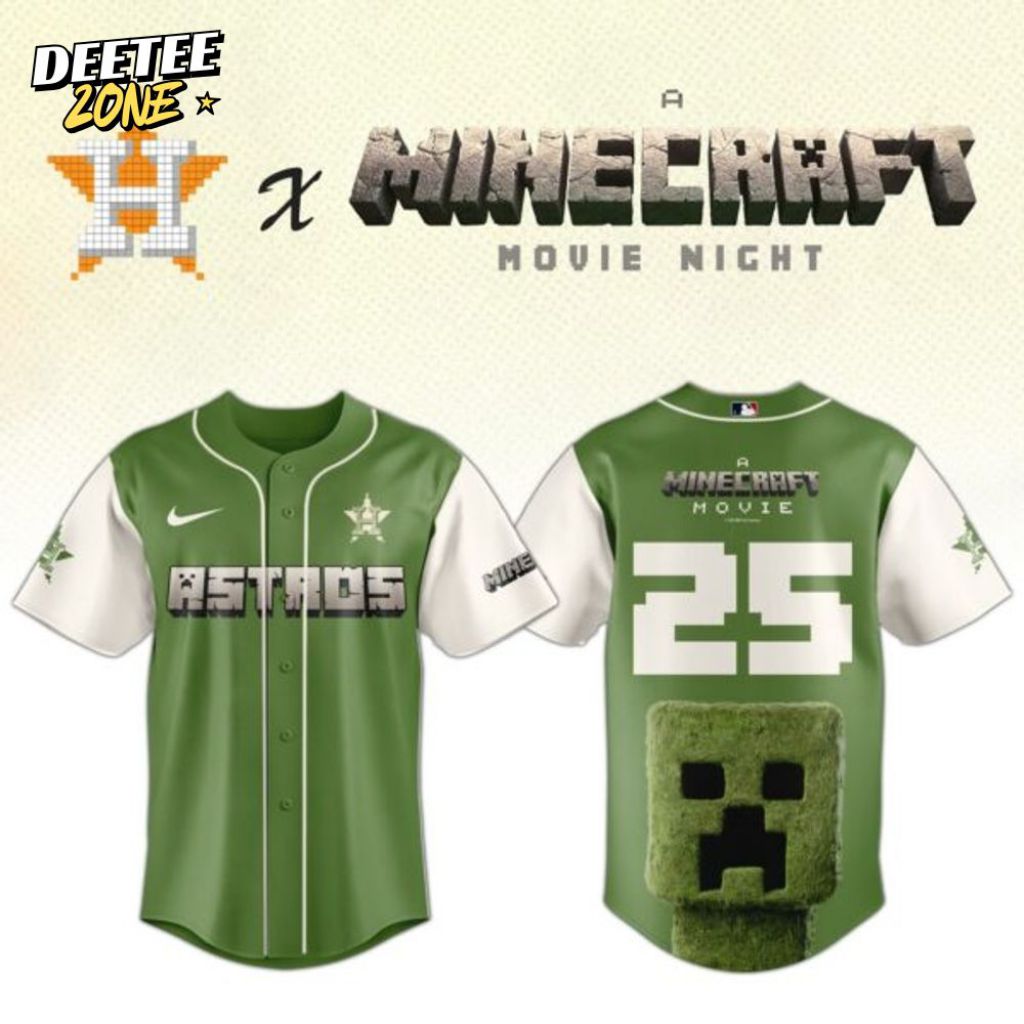 Premium Mlb Houston Astros X A Minecraft Movie Custom Baseball Jersey