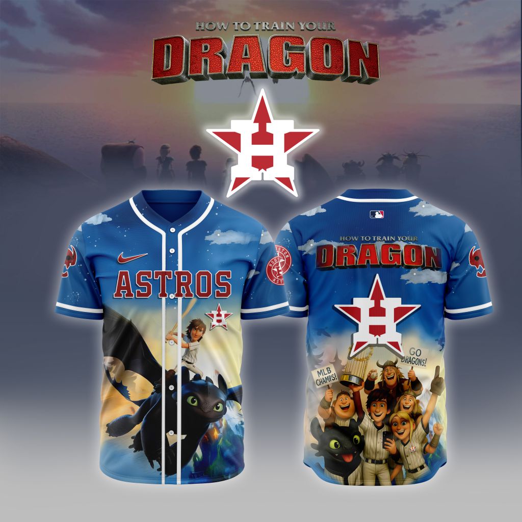 Premium Mlb Houston Astros X How To Train Your Dragon Custom Baseball Jersey