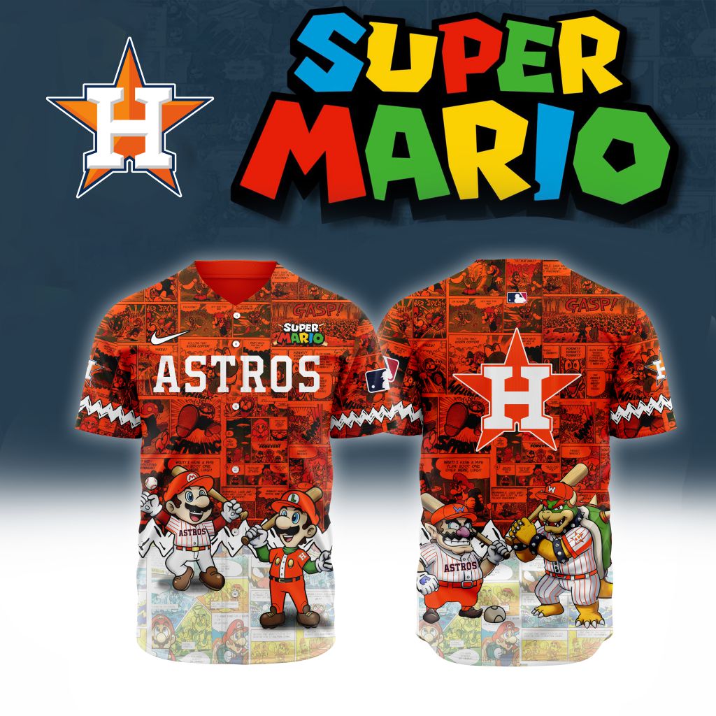 Premium Mlb Houston Astros X Super Mario Custom Baseball Jersey