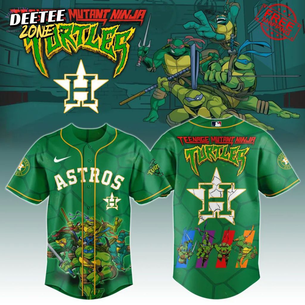 Premium Mlb Houston Astros X Teenage Mutant Ninja Turtles Custom Baseball Jersey