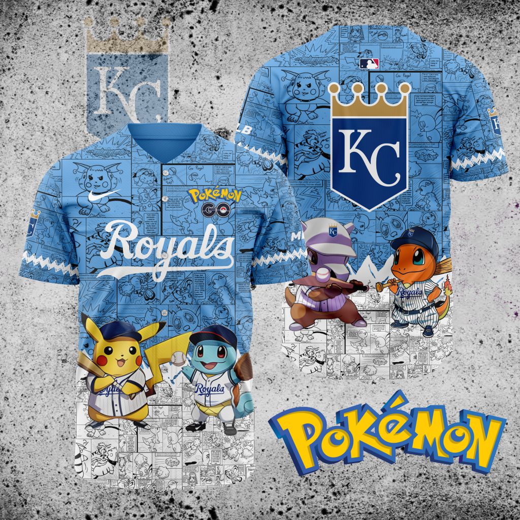 Premium Mlb Kansas City Royals X Pokemon Custom Baseball Jersey