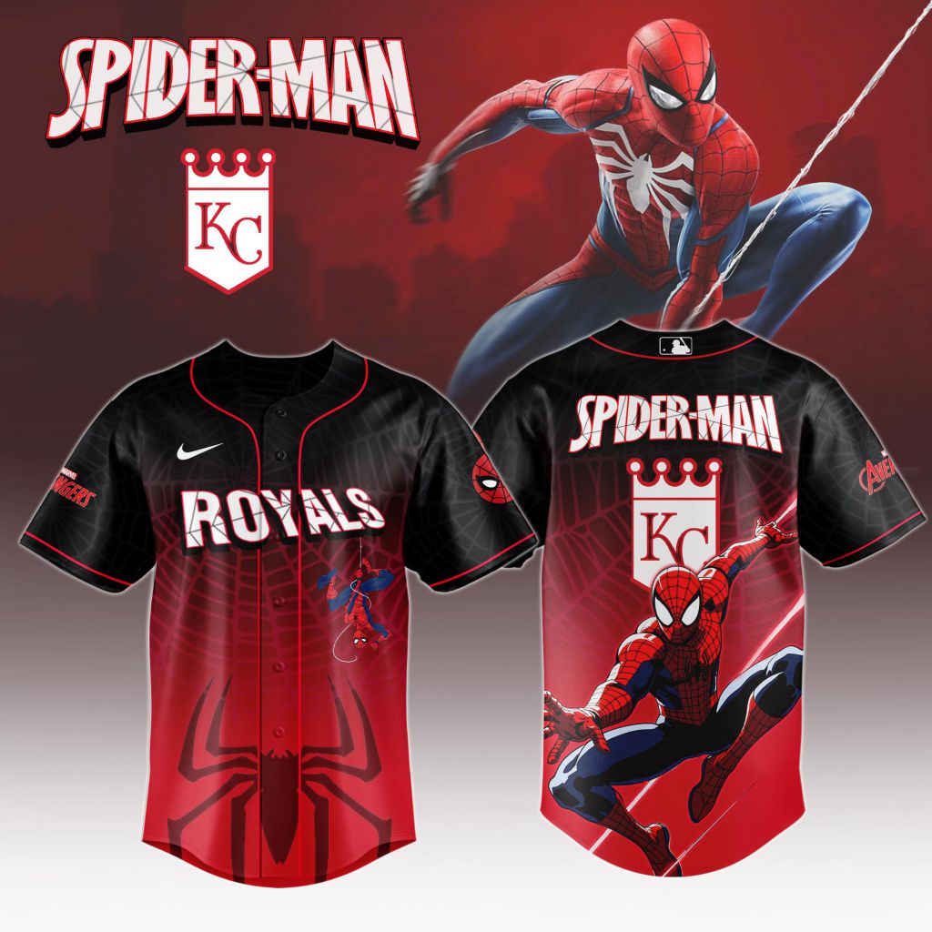 Premium Mlb Kansas City Royals X Spider-man Custom Baseball Jersey