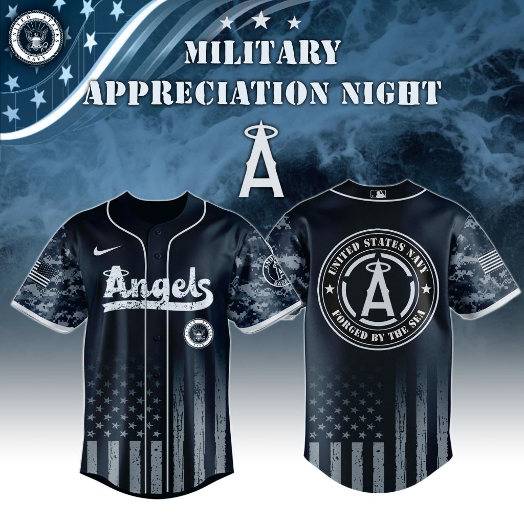 Premium Mlb Los Angeles Angels Navy Military Appreciation Custom Baseball Jersey