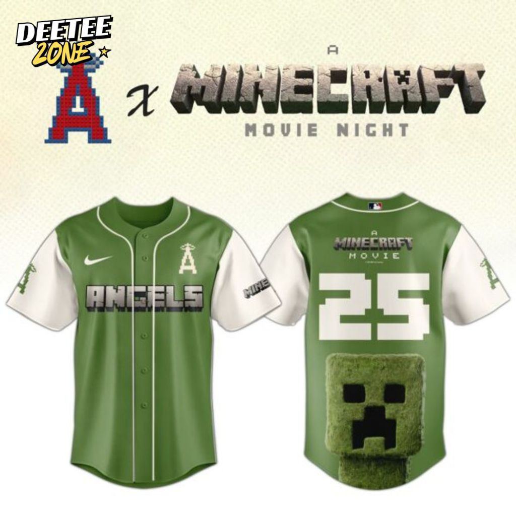 Premium Mlb Los Angeles Angels X A Minecraft Movie Custom Baseball Jersey