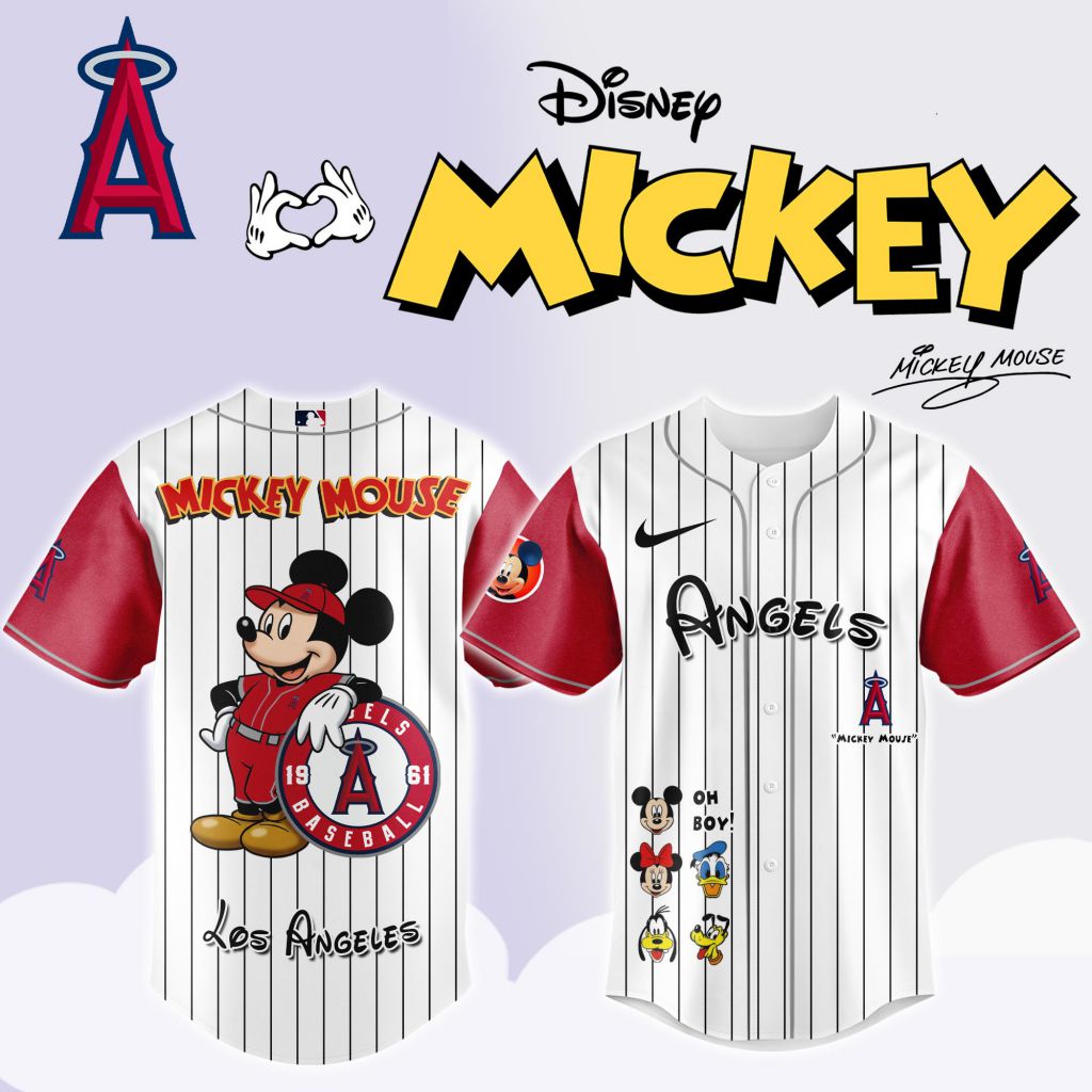 Premium Mlb Los Angeles Angels X Mickey Mouse And Friends Custom Baseball Jersey
