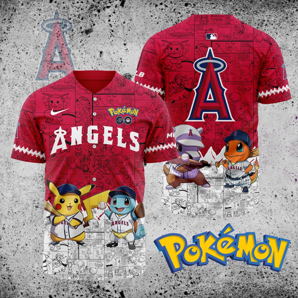 Premium Mlb Los Angeles Angels X Pokemon Custom Baseball Jersey