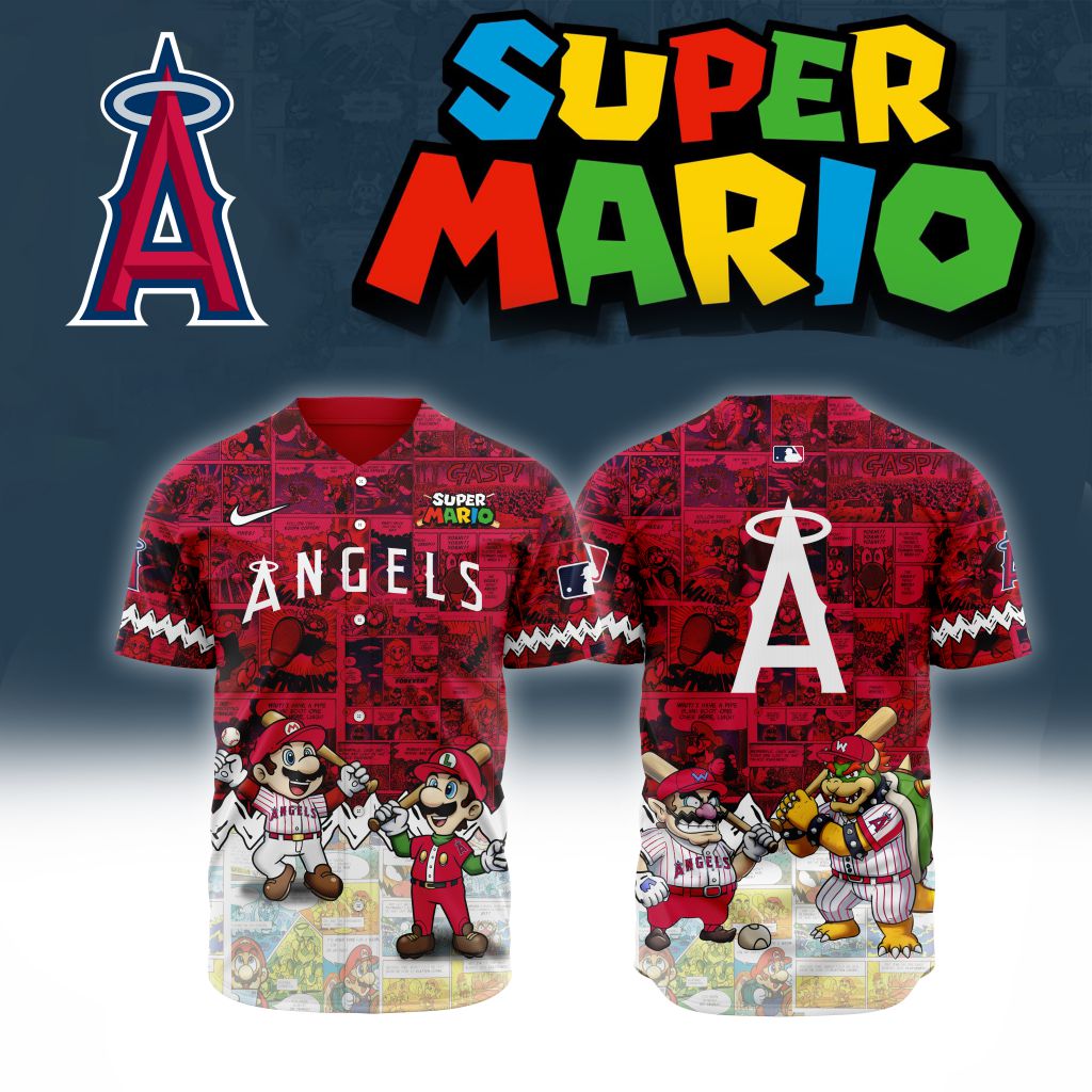 Premium Mlb Los Angeles Angels X Super Mario Custom Baseball Jersey
