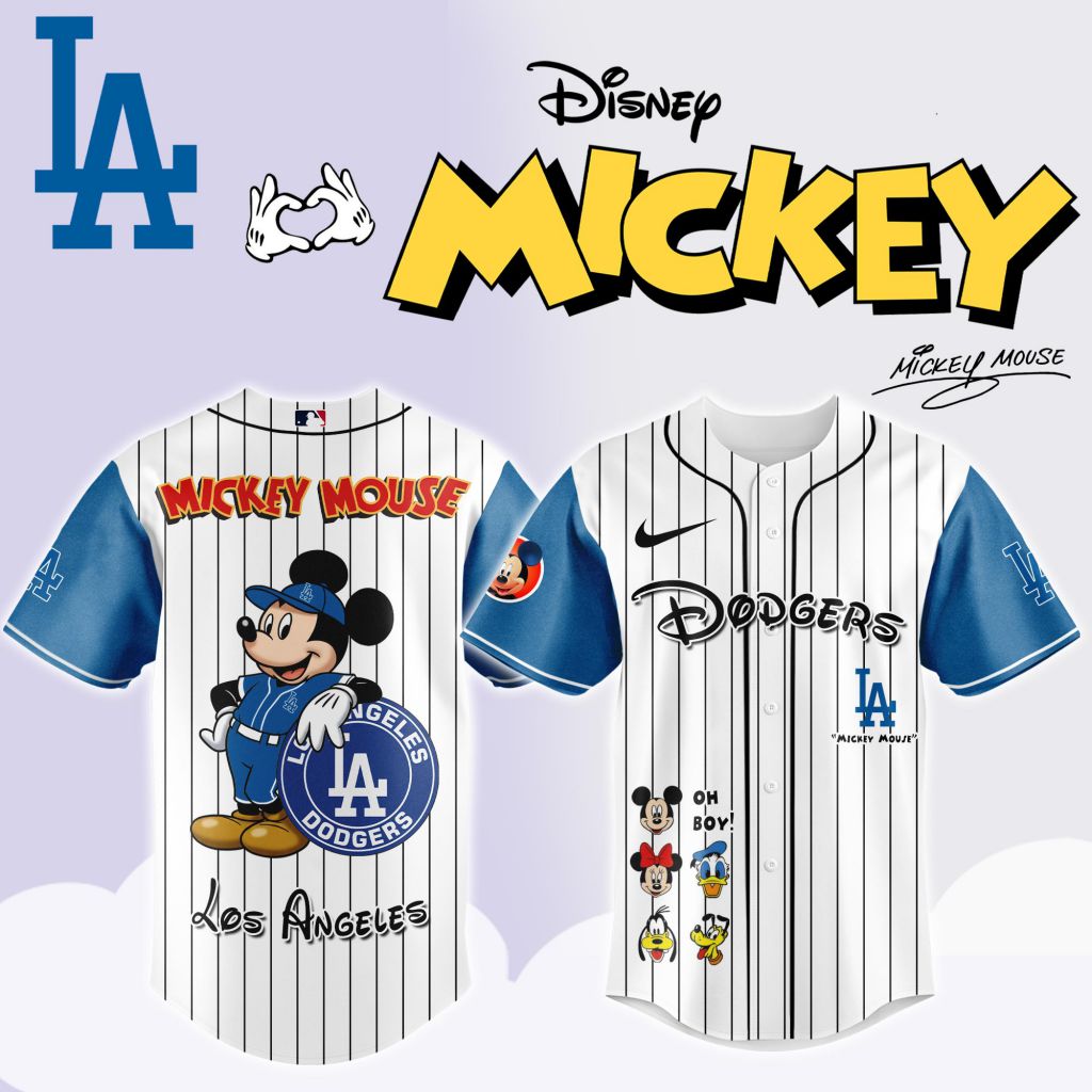 Premium Mlb Los Angeles Dodgers X Mickey Mouse And Friends Custom Baseball Jersey
