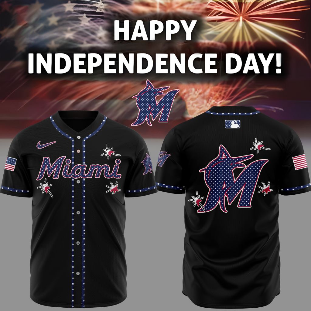Premium Mlb Miami Marlins Happy Independence Day Custom Baseball Jersey
