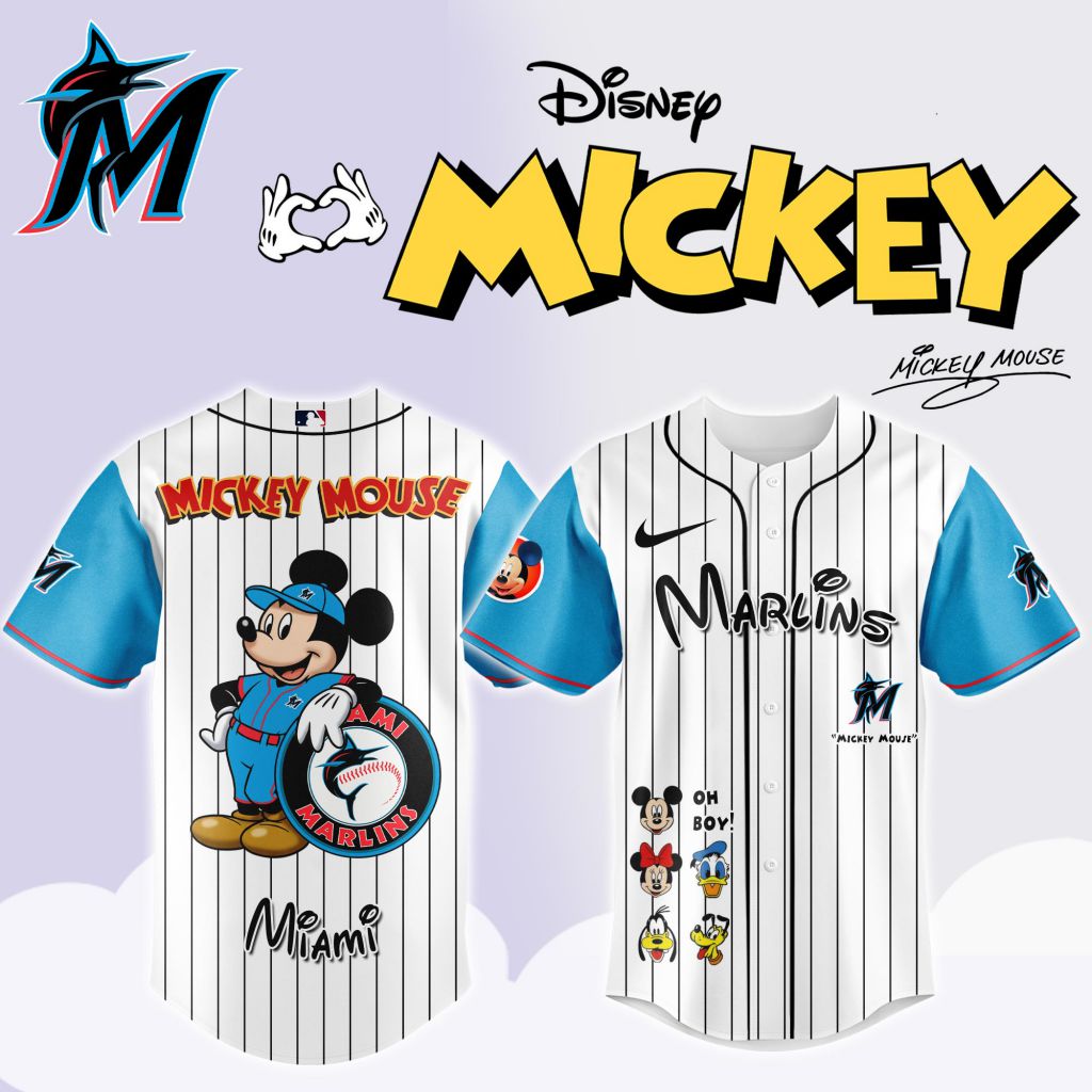 Premium Mlb Miami Marlins X Mickey Mouse And Friends Custom Baseball Jersey