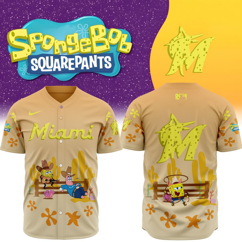 Premium Mlb Miami Marlins X Spongebob Squarepants Special Custom Baseball Jersey