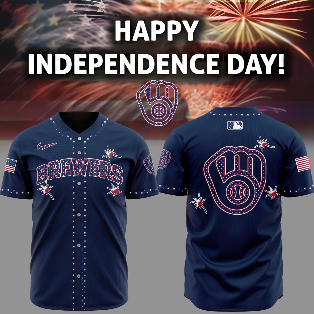 Premium Mlb Milwaukee Brewers Happy Independence Day Custom Baseball Jersey