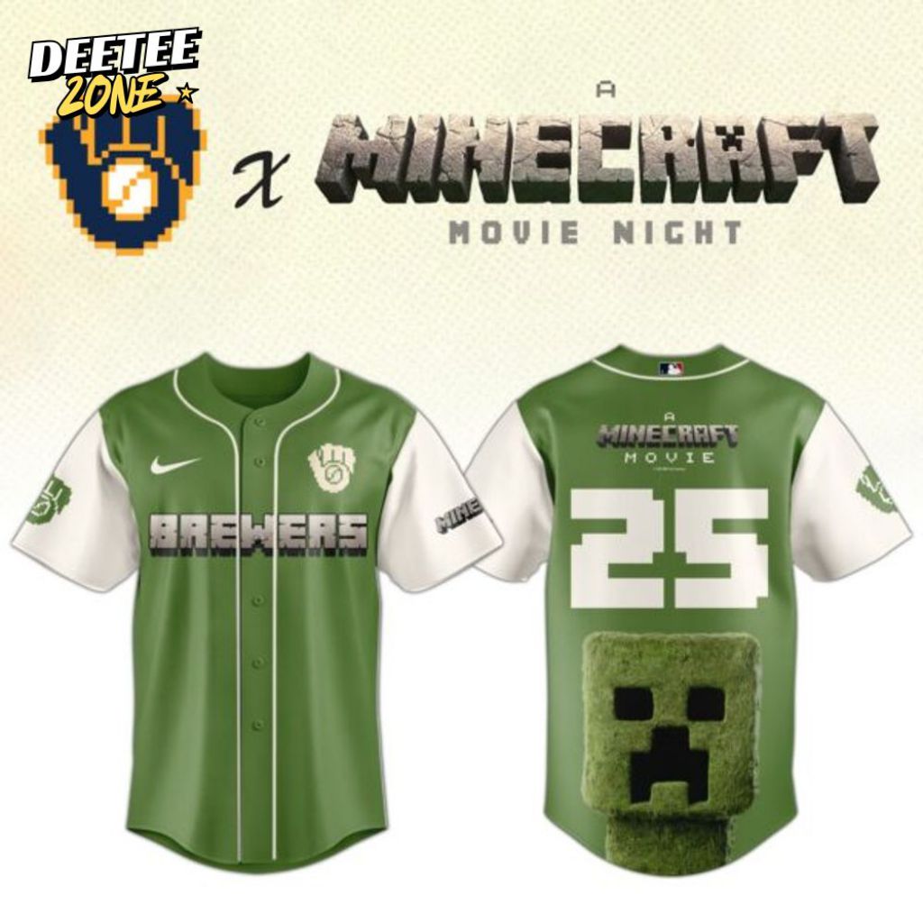 Premium Mlb Milwaukee Brewers X A Minecraft Movie Custom Baseball Jersey